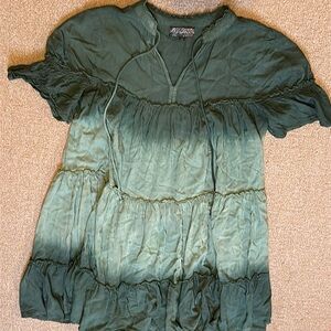 J Gee dip dye tie dye green tiered ruffle dress